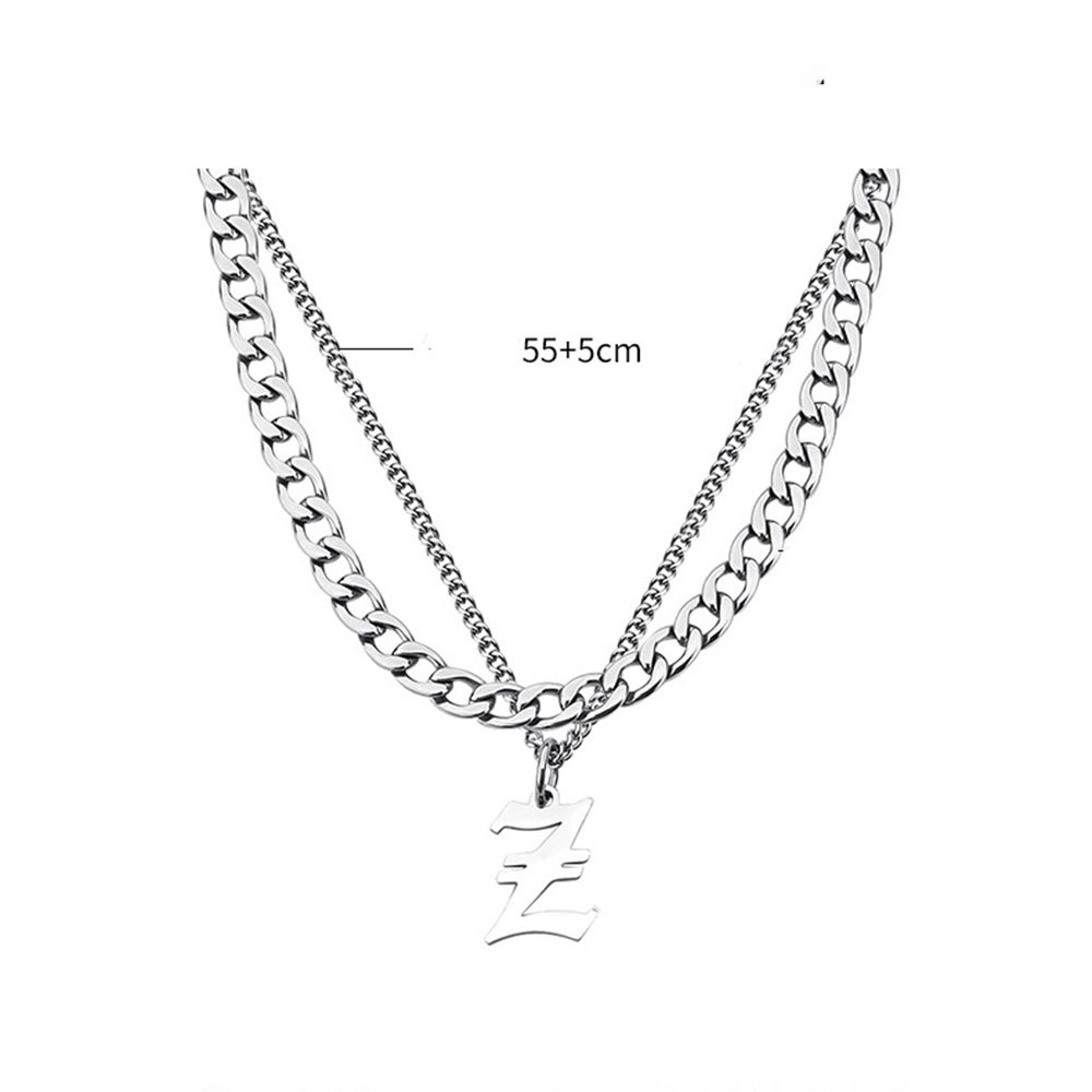 Многослойное мужское ожерелье в корейском стиле, кубинское ожерелье с буквами, мужская цепочка на ключицу, ожерелье из титановой стали