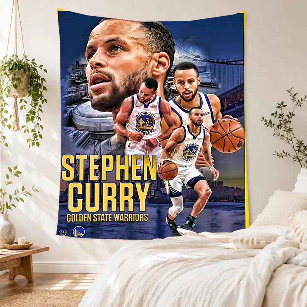 Golden State Warriors Curry Aesthetic Tapestry Psychedelic Art Perfect for Living Room Dorm Wall Studio Wall Year-Round Gallery Wall