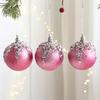 3Pcs Pink Christmas Balls Ornaments 8cm Glitter Pearl Baubles for Christmas Tree Elegant Decoration Apartment New Year Winter