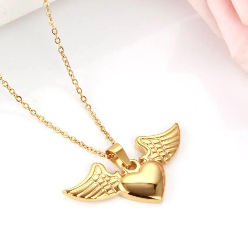 Xinxuanmei Крылья Ангела Сердце Ожерелье Женщина Ювелирные Изделия Из Нержавеющей Стали Для Женщин Чокер-Цепочка Ожерелье Подвеска Бесплатная Доставка