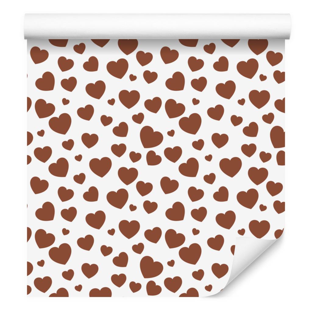 Heart Wallpaper White, Beige, Orange and Light Gray 50x1000