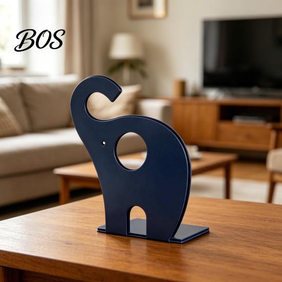 Decorative Bookend Creative Elephant Bookends, Metal Book Holder for Kids Students, Heavy Document Duty Non-Slip Desktop File Organizer Home