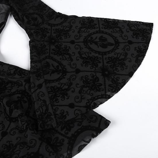 Женское платье для косплея на Хэллоуин с V-образным вырезом и кружевным ремешком в темном стиле, готическое, средневековое, винтажное, с рукавами-колокольчиками, платье для выступления на сцене