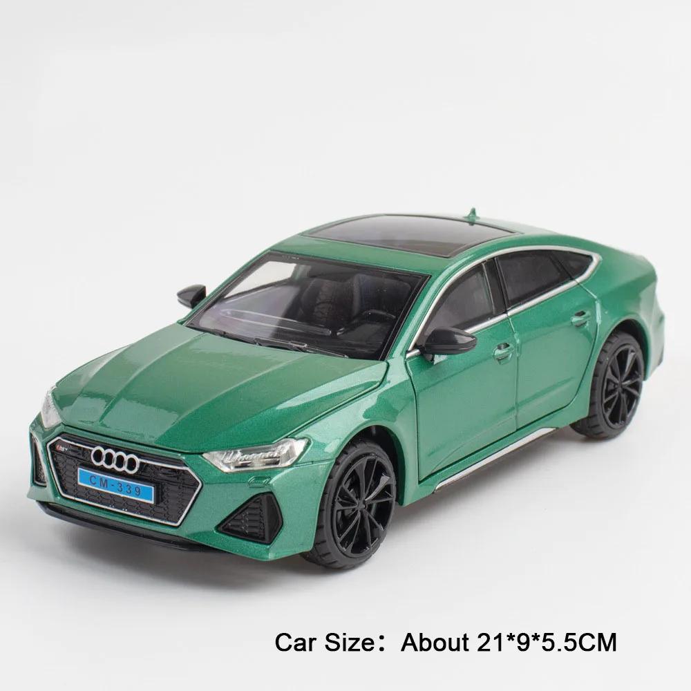 1:24 R8 V10 Plus Rs7 Модель автомобиля Литой сплав Игрушки 4 двери открываются Со звуком и светом Откатные Миниатюрные автомобили Мода Домашний декор