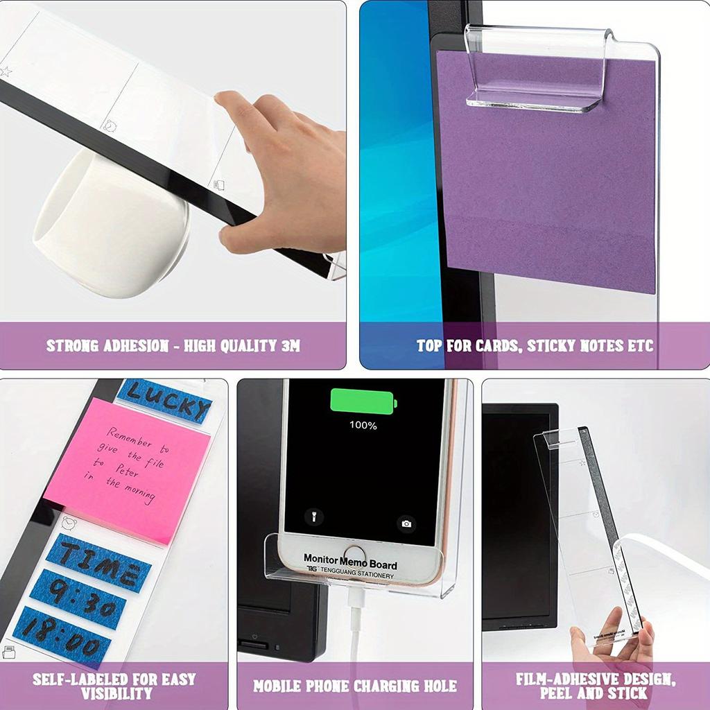 2 шт. Доска для заметок на монитор компьютера: Идеальные офисные аксессуары для женщин и мужчин - Декор для домашнего офиса и Держатель для сообщений на столе