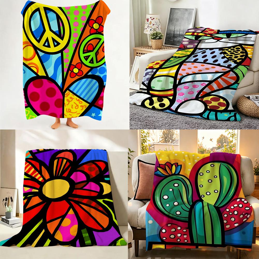 Художник R Romero B Britto Плед горячий Фланелевый плед Подходит для дивана Гостиной Спальни мягкий