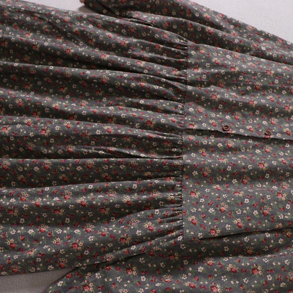 Японское платье с принтом Mori Girl Art, красивое весеннее женское платье из хлопка и льна, новое цветочное платье, свободное платье с длинными рукавами, платье-миди