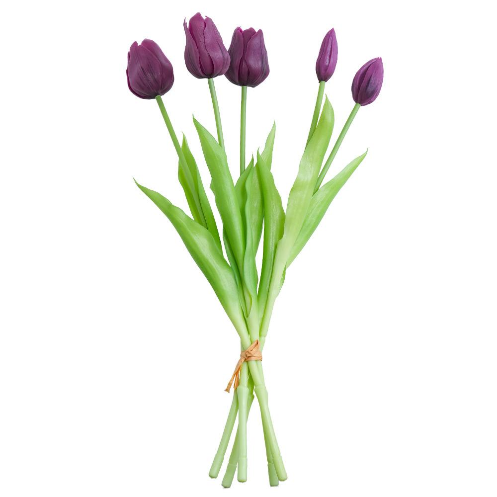 Букет тюльпанов осенней вишни, мягкий резиновый материал, гостиная, светлый роскошный обеденный стол для помещений, высококачественное имитационное цветочное украшение