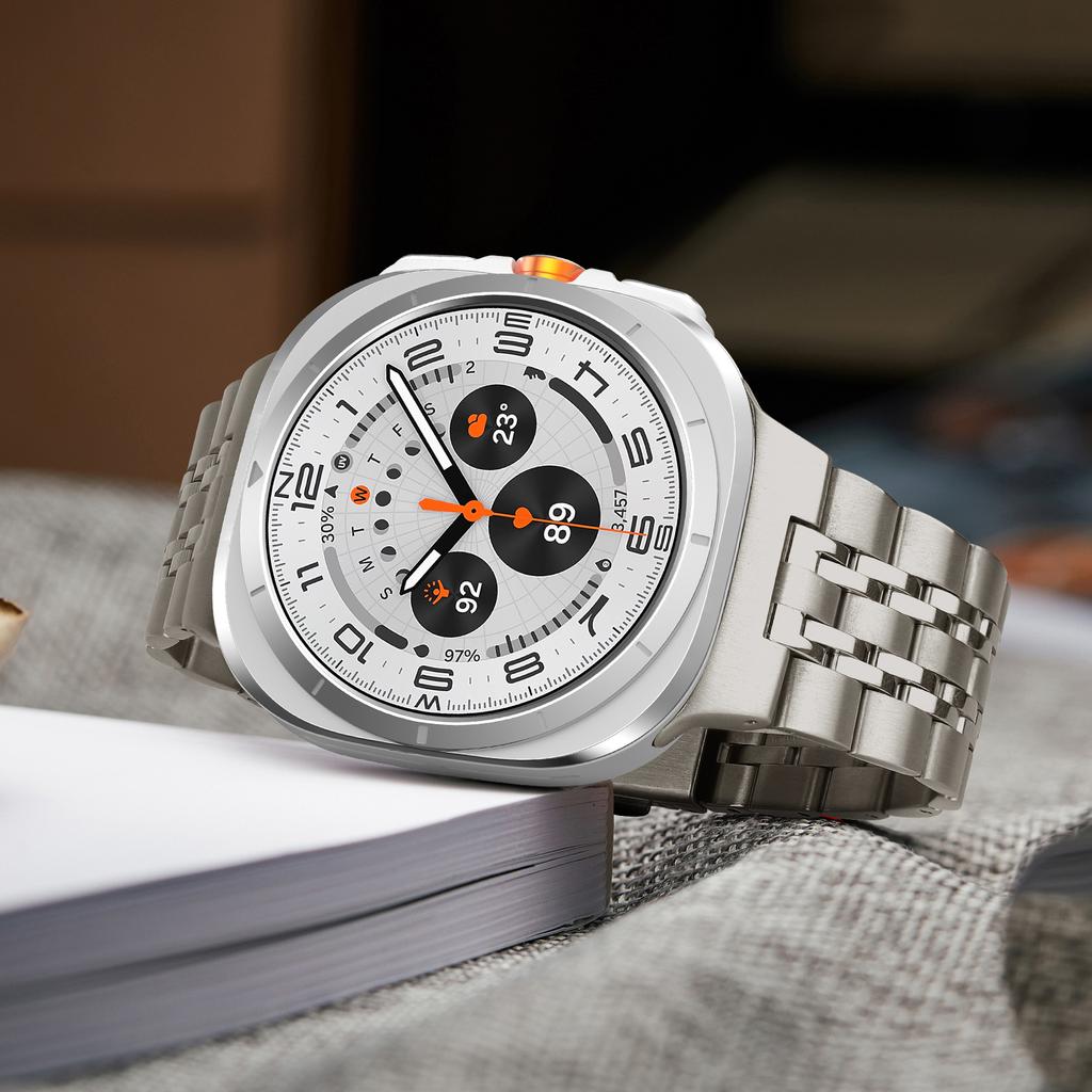 Браслет из нержавеющей стали для Samsung Galaxy Watch Ultra 47 мм, без зазора, сплошной металлический, деловой, замена