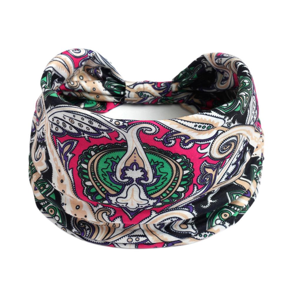 New Boho Cotton Wide Headband for Women Cashew Leopard Flower Print Turban Headwrap Knot Hairband Bandana Girls Hair Accessories