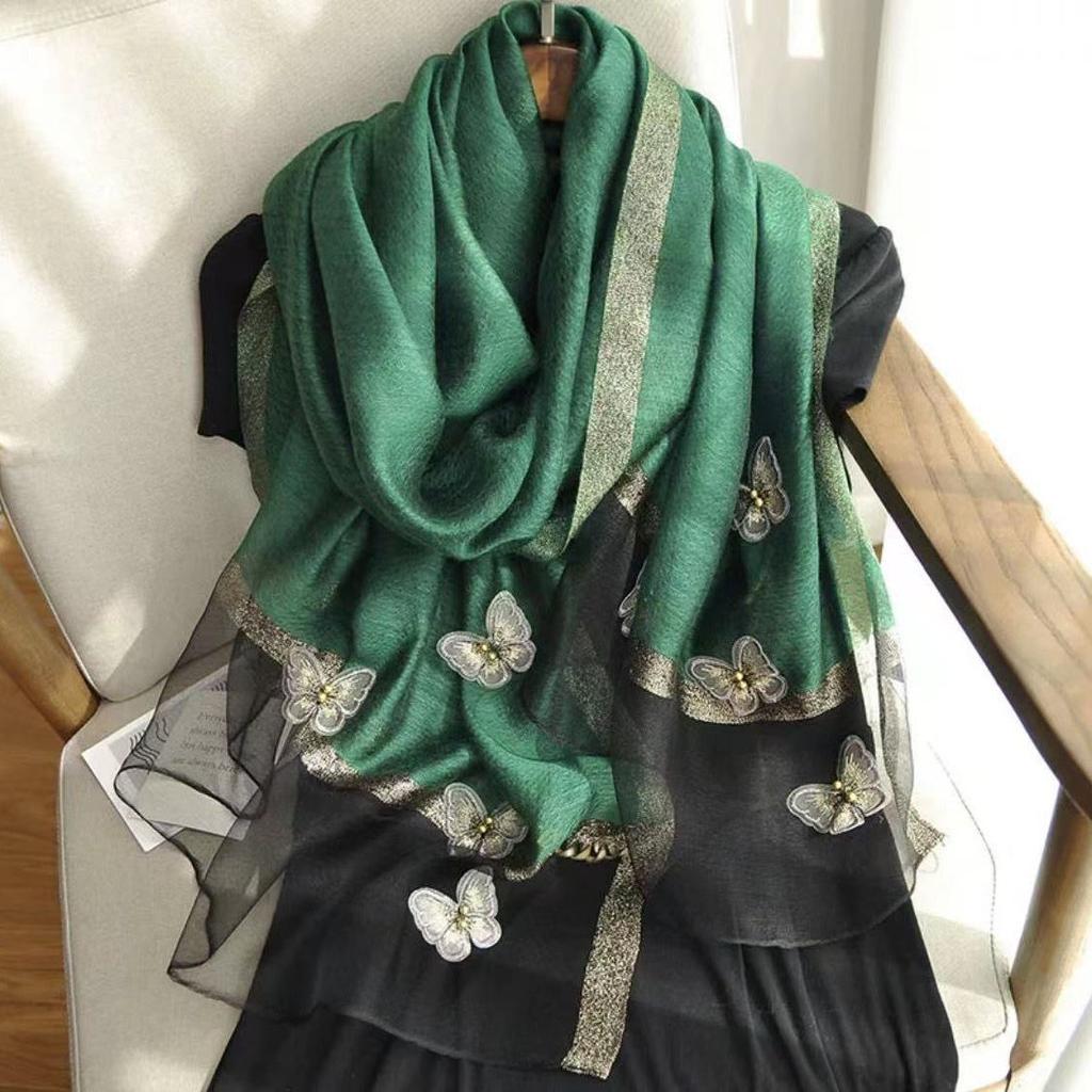 Длинный шарф из шелковой смеси «Бабочка» для весенне-осенней моды