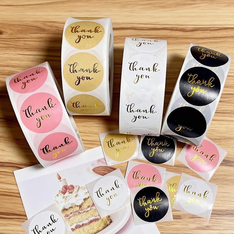 2/4 Rolls Thank You Stickers 1000/2000 Pcs Self Adhesive Thank You Stickers for Gift Wrapping Baking Wedding Crafts Decoration