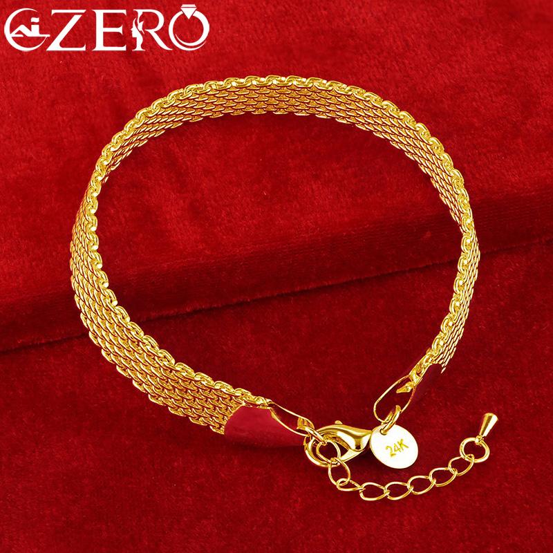 ALIZERO 18K Золото 10мм Плетеная Цепь Браслет Для Женщин Модные Украшения Свадебная Вечеринка Аксессуары Шарм Подарок