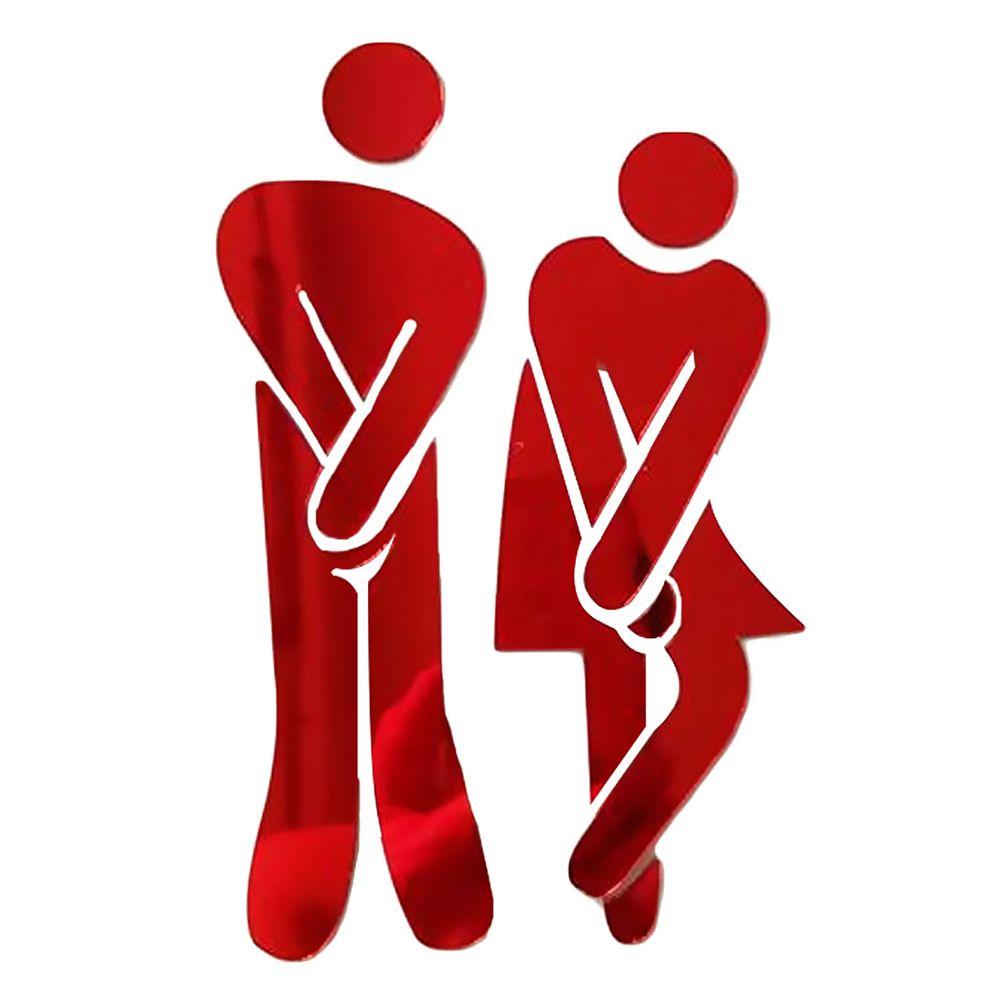 Украшение для туалета Дверь в ванную Комната туалета Вход Знак 3D Наклейки на стену Наклейка с зеркальной поверхностью Женщина и Мужчина