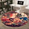 1pc Sonic the Hedgehog Christmas Round Carpet - Anime Cartoon Design, Holiday Gift, Non-Slip Rug for Office Chair Mat, Home Decor, Living Room, Bedroo