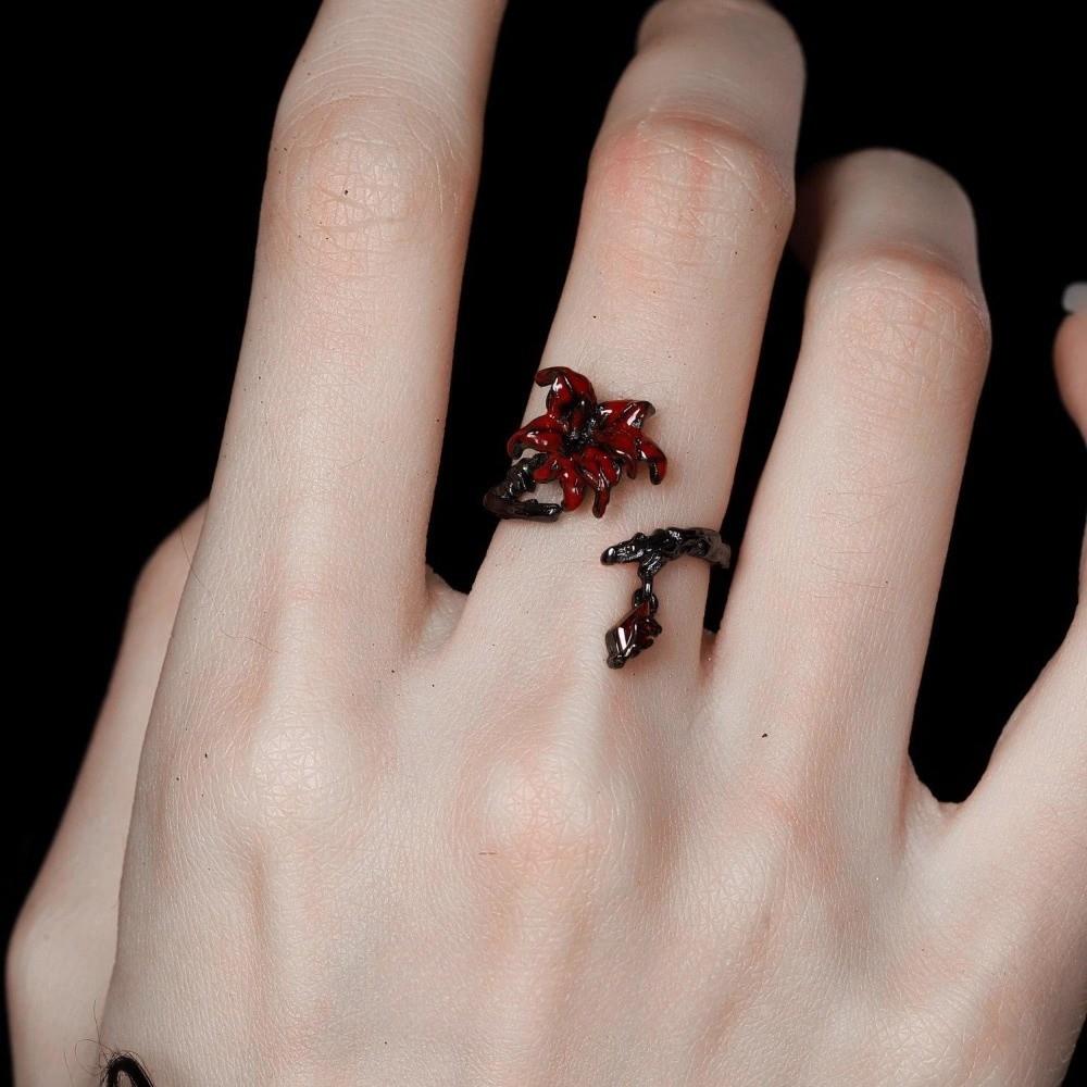 Dark Red Mandala Flower Jewelry Punk Style Necklace Retro Earring Women Accessories