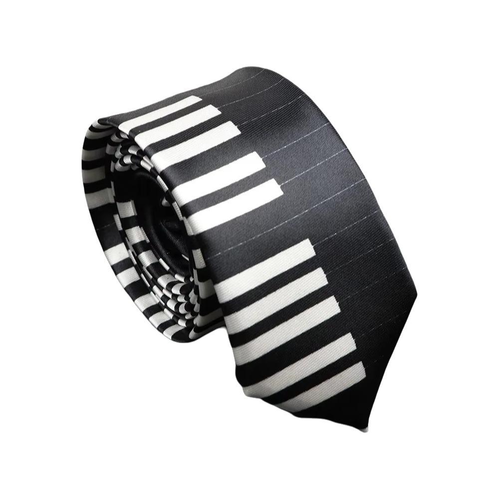 Skinny Men Tie Black Music Tie Classic Piano Necktie  Men