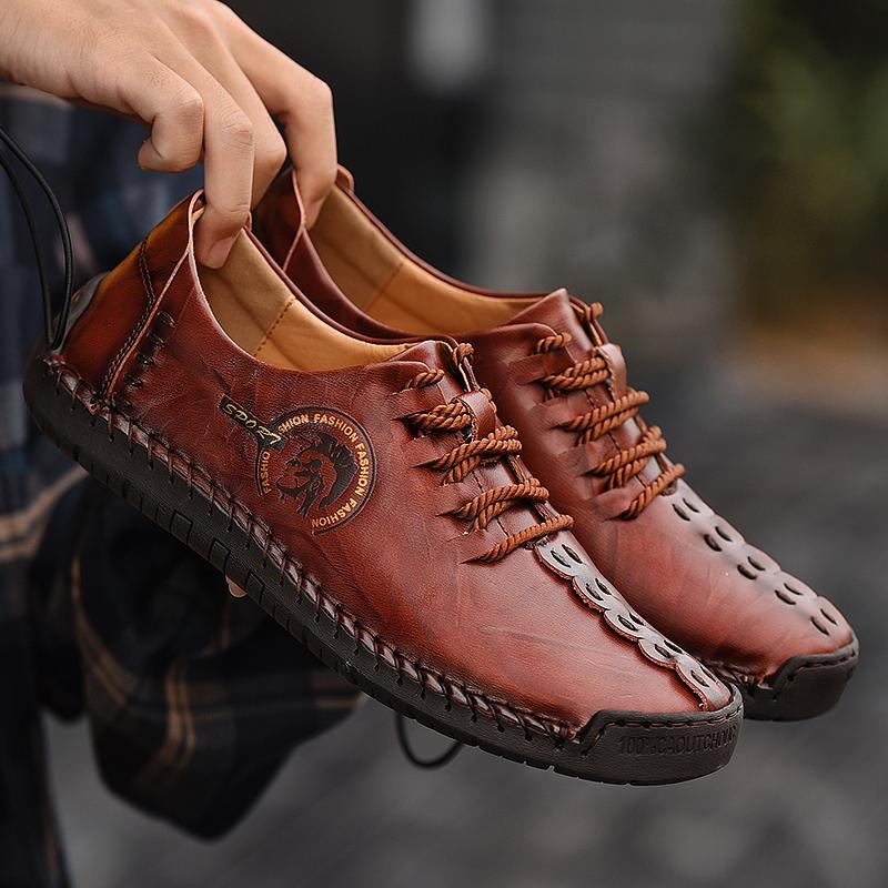 Men Leather Shoes Sneaker 2023 New Leather Handmade Shoes Men Casual Shoes