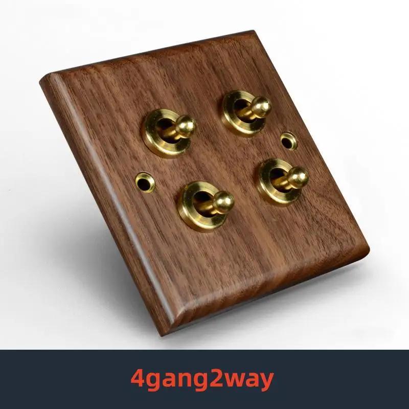 Retro Uk 13A Wall 2gang2way Light Switch,antique Villa High Power USB C Fast Charging Solid Wood Socket,home Speed Dimming Panel