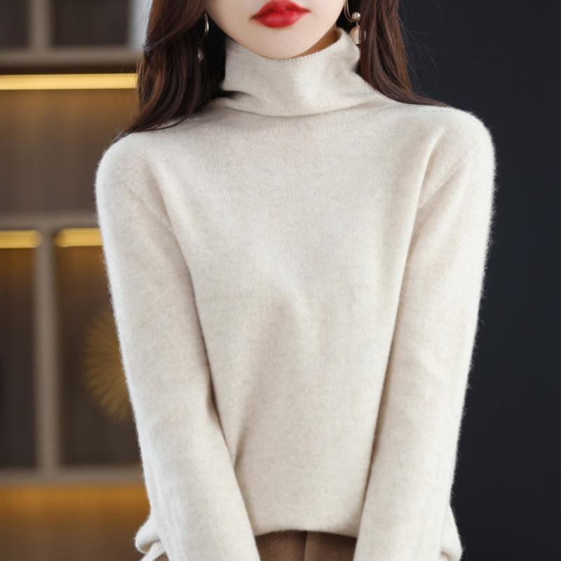 Женский свитер с высоким воротником, кашемир Цинхэ, 30% кашемир, 70% шерсть, зимний вязаный пуловер, осенний свитер, кашемировый свитер