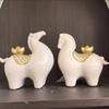 Lucky Wealth Horse Resin Figurine with Gold Ingots, Luxury Modern Resin Home Decor Statue for Entryway & Wine Cabinet