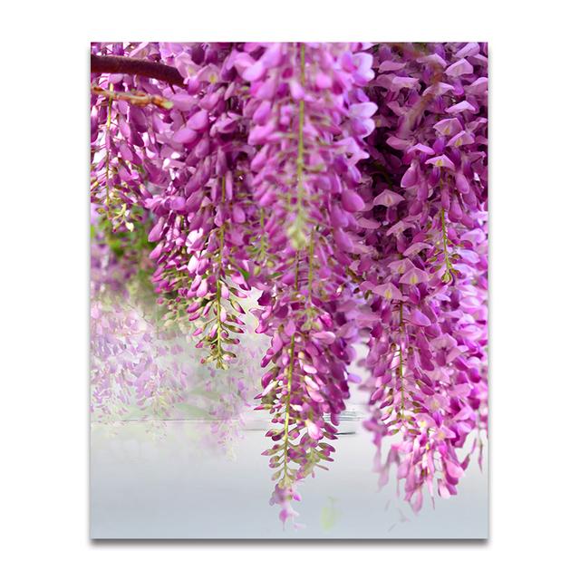 Фиолетовый цветок дерево Лебединое озеро пейзаж картина скандинавский пейзаж природа холст настенная живопись печать скандинавское украшение