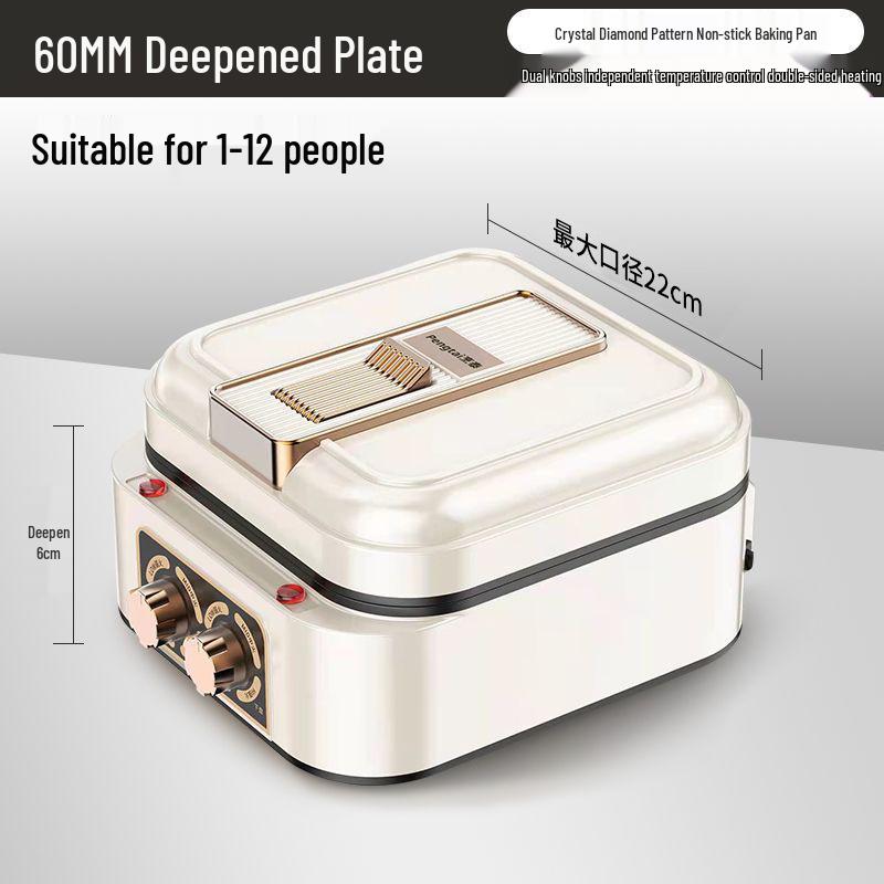 New Model Multi-Functional Electric Pancake Maker: Double-Sided Heating Crepe Maker and Frying Pan with Deepened Enlarged Baking Surface.