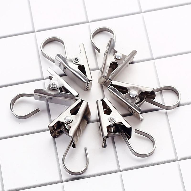 10/20Pcs Stainless Steel Curtain Clips With Hook Window Curtains Hanging Clamps Accessories Home Room Photo Decoration Hook Clip
