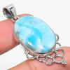 Natural Republic Larimar Gemstone 925 Solid Sterling Silver Gift Pendant 2" F8c98