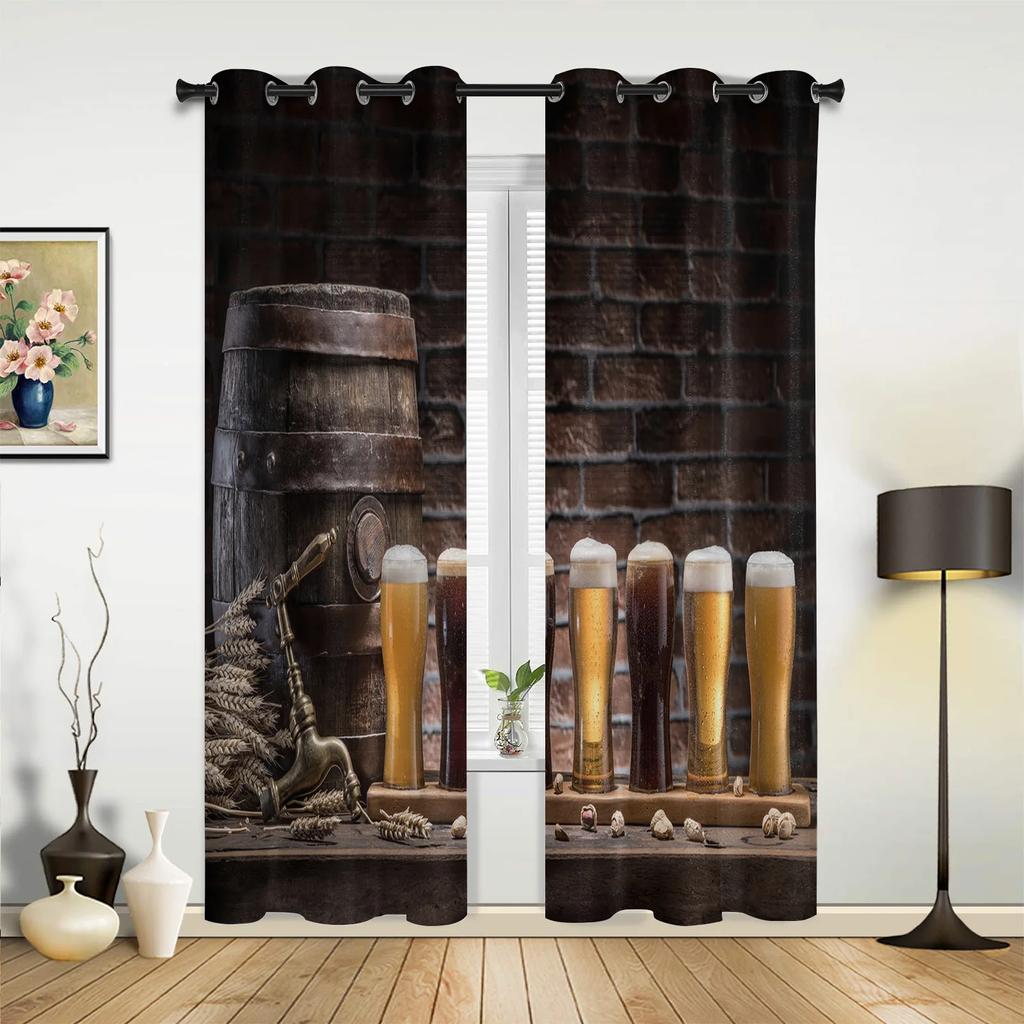Бокал для вина, пивной камень, кирпич, ретро-шторы для окон, домашний декор, шторы для гостиной, детская комната, шторы для кухни, спальни