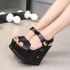 Fashion 2025 Spring New Fish Mouth Waterproof Platform Inside Increase Sponge Cake Thick Base Wedge Sandals 15 Cm Sky High