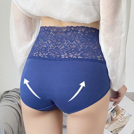 Women Underpants High Waist Solid Color Quick-drying Slim Anti-shrink Shaping Lace Tight Waist Tummy Control Women
