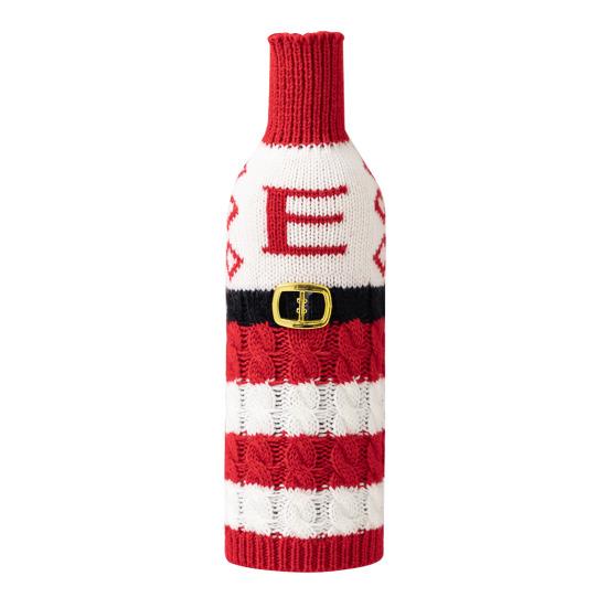 Рождественский чехол для бутылки вина, многоразовый вязаный чехол с буквами, праздничный декор стола