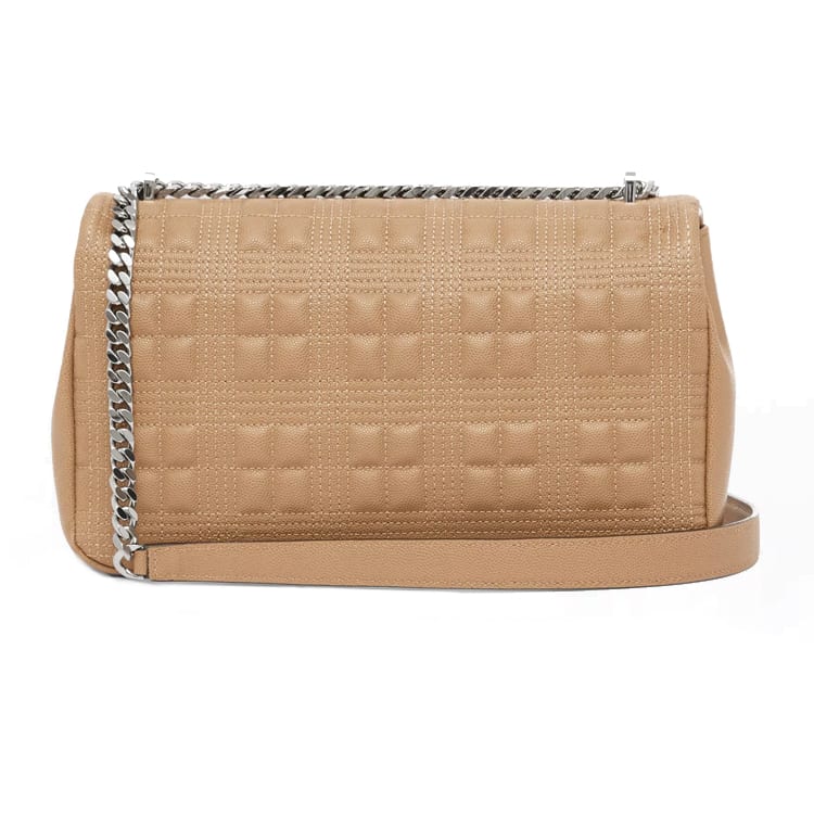 Burberry Lola Quilting Lambskin Crossbody Bags Medium Women's Camel/Palladium Gold 8022598