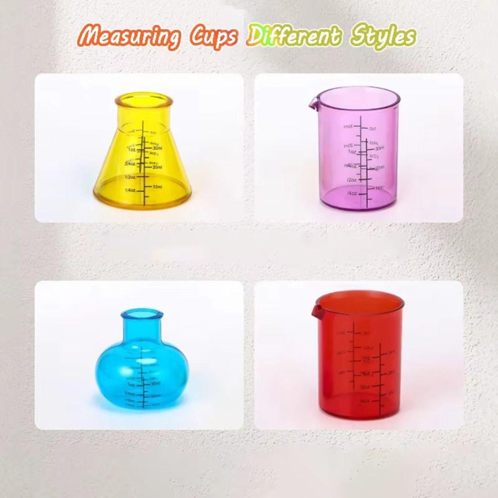 Educational Liquid Measure Tool 4 Colored Science Experiment Cups Mini Measuring Cups Kindergarten