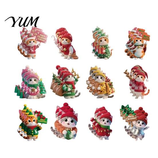 Wooden Kitten Pendants for Tree Cute Christmas Hanging Ornaments with Lanyards, Cat Winter Holiday Wall Decor Pendants, Decorative Charms Home