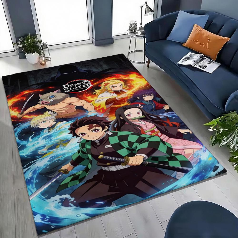 Cute Demon Slayer Chibi Collection Patterned Rug Soundproof Noisereducing Carpet For Living Room Hallway Balcony Home Party Decor Great Holiday Gift