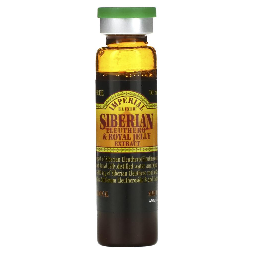 Imperial Elixir Siberian Acanthus Root and Royal Jelly Extract, Non-alcoholic, 4,000 Mg, 10 Bottles, 10 Ml (0.34 Oz) Each.