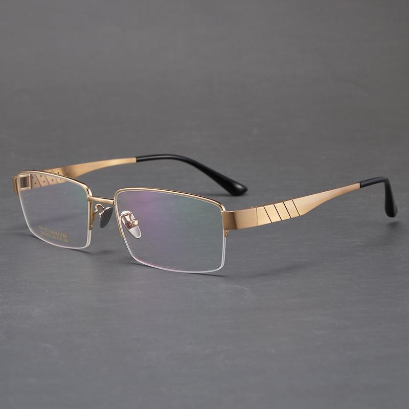 Extra Wide Semi-Rimless Men's Glasses for Myopia & Astigmatism, Large Face Fit, Pure Titanium Frame