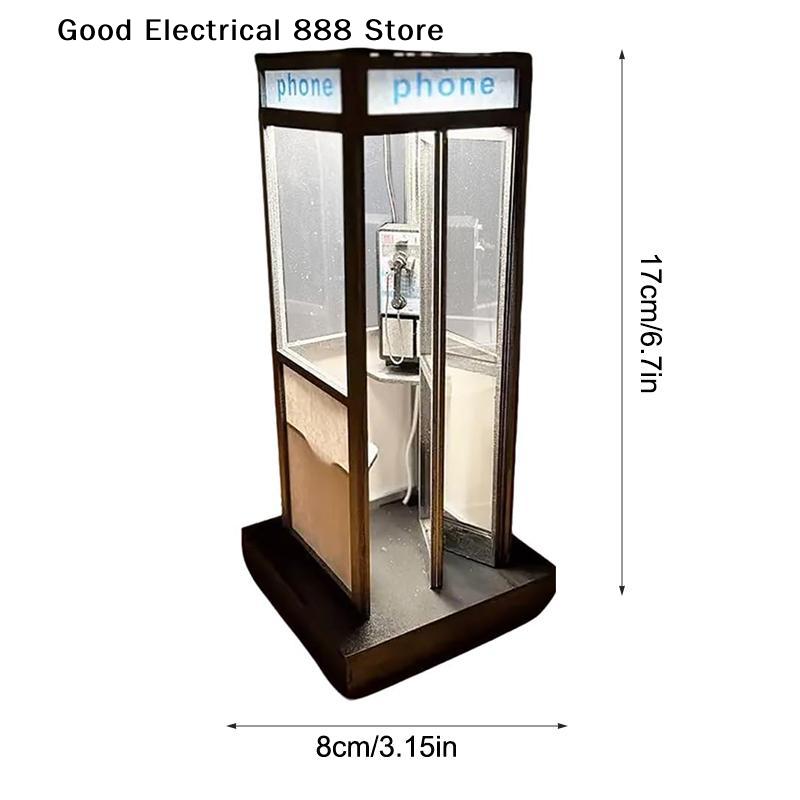 Retro Creative Tall Phonebooth Lamp, Classic Telephone Booth Table Lamp With Warm LED Light, Phone Box Decorative Night Light