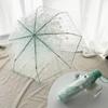 Korean Umbrella Folding Cute Korean Mini Fresh Simple Sen Series Trifold Japanese Cherry Blossom Transparent Umbrella