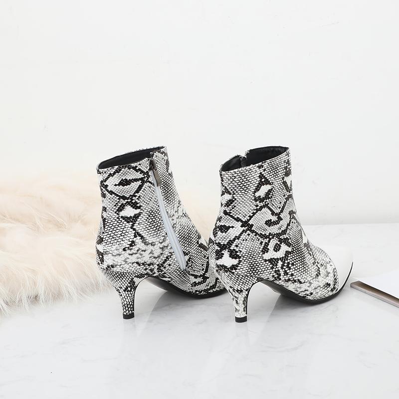 Женские короткие сапоги на высоком каблуке, сексуальный узор под змеиную кожу, осень и зима, новые короткие сапоги большого размера на тонком остром каблуке