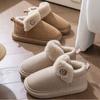 Thick Soled Cotton Slippers for Women In Winter, with Plush Office and Home Anti Slip Warm Bags and Cotton Shoes for External Wear