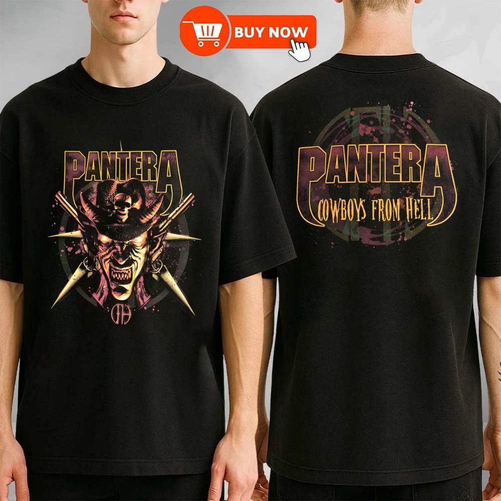 Футболка Pantera Horned Cowboy Tour Подарок для члена семьи - фаната металлаБЕСПЛАТНАЯ ДОСТАВКА Унисекс Футболка - Мужская Летняя Хлопковая Графическая Футболка