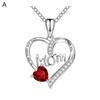 Heart Necklace for Women I Love You Mom Cubic Zirconia Heart Pendant Necklace Mother's Day Birthday Gift for Mom