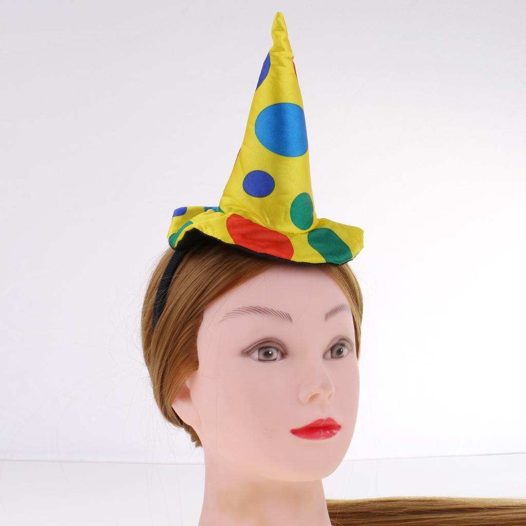 Polka Dot Clown Hat Headband Jester Hairband Costume Fancy Dress