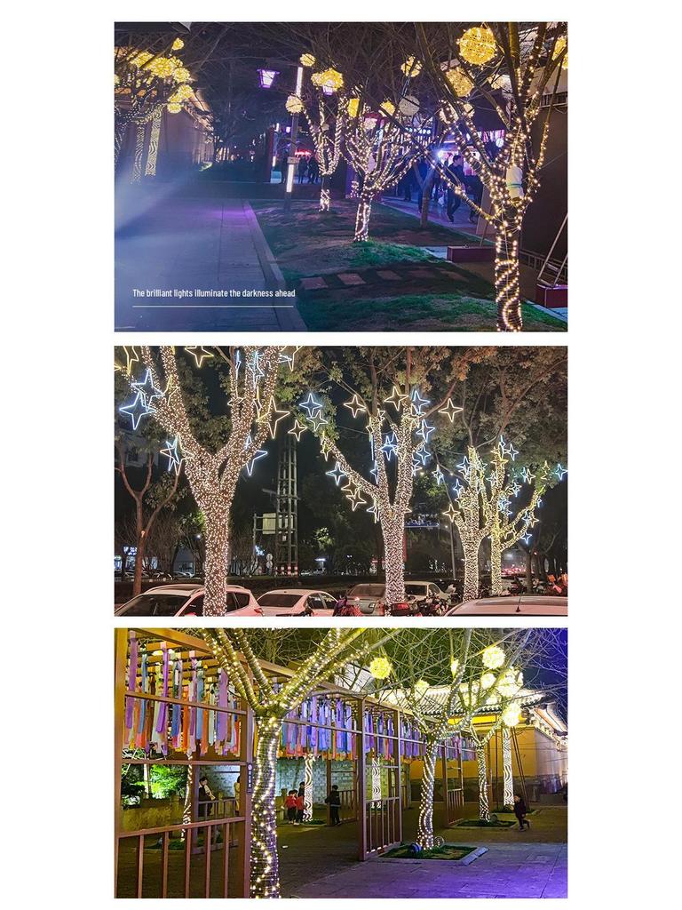 Светодиодные гирлянды «Звездное небо» на солнечной батарее - Медная проволока, Для улицы, Низковольтные, Идеально подходят для праздничного украшения сада