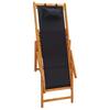 Folding Beach Chair Solid Eucalyptus Wood and Fabric Black