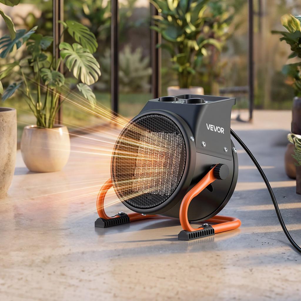 VEVOR Greenhouse Heater, 2000W Electric PTC Space Heater with Fan, Low & High Heat Modes, 15 degrees Adjustable Angle, Overheat Protection