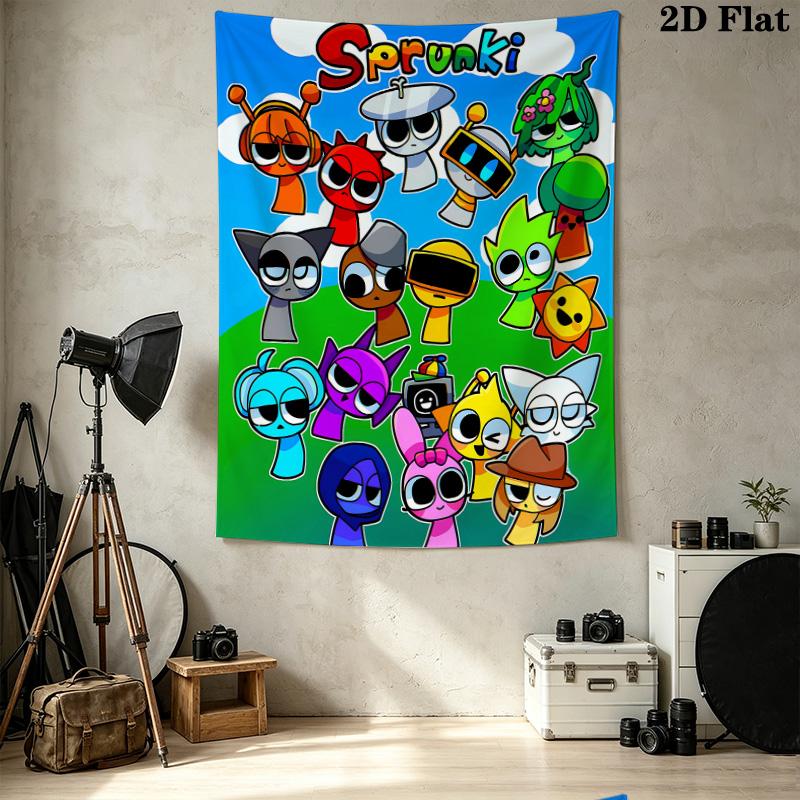 Sprunki Wall Tapestry Aesthetic Wall Hanging Printed Fabric Blanket Decorative Tapestries For Bedroom Living Room Home Decor